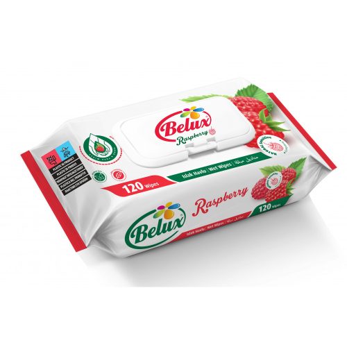 BELUX nedves törlőkendő málna 120 db flip top	