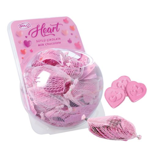 Bolci hálós tejcsokoládé szívecskék pink 63g EBK186