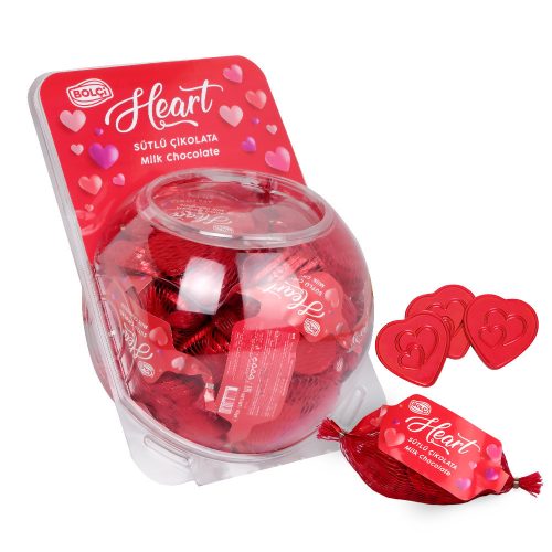 Bolci hálós tejcsokoládé szívecskék piros 63g EBK185