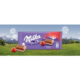 Milka táblás tejcsokoládé 100g Epres 