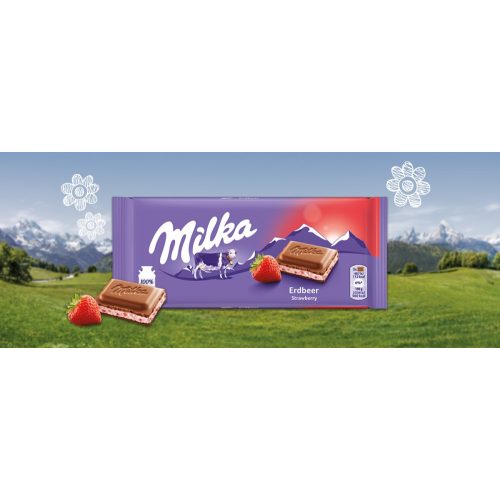 Milka táblás tejcsokoládé 100g Epres 