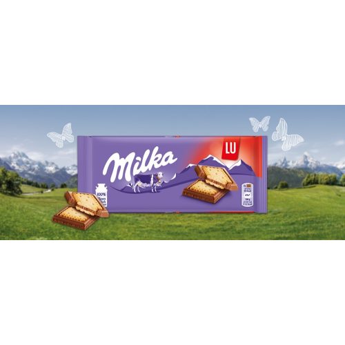 Milka táblás tejcsokoládé LU.87g Kekszes 