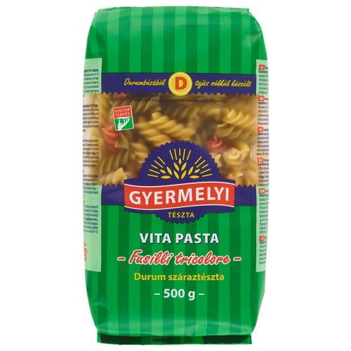 Vita Pasta durum tészták Tricolor Fusilli 500g. 