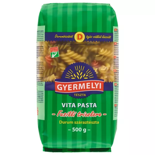 Vita Pasta durum tészták Tricolor Fusilli 500g. 