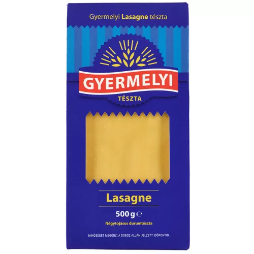 Gyermelyi őrleményből 4 friss tojással Lasagne 500g.  