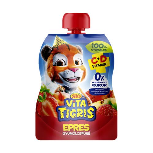 SIÓ Vitatigris GyümPüré Eper 100% 90g 